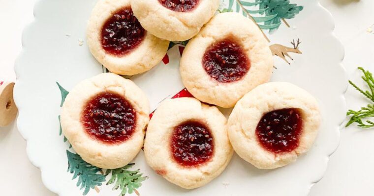 Raspberry jam thumbprint cookies